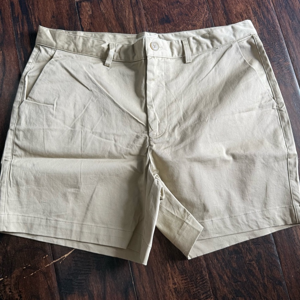 Tan Flat Front Casual Shorts